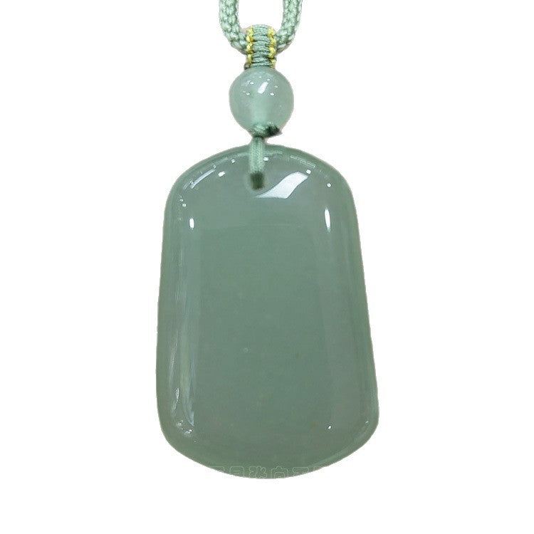 Ice Bottom Green Aventurine Trapézoïdal marque pendentif double-siled brillant marque hommes