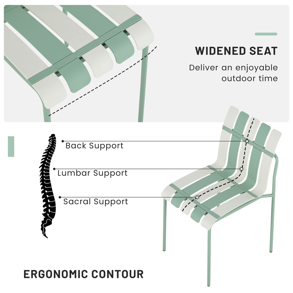 Été - 4-Pack Chaises de bloc de couleur rayé moderne - Siège PP étanche et jambes en métal robuste