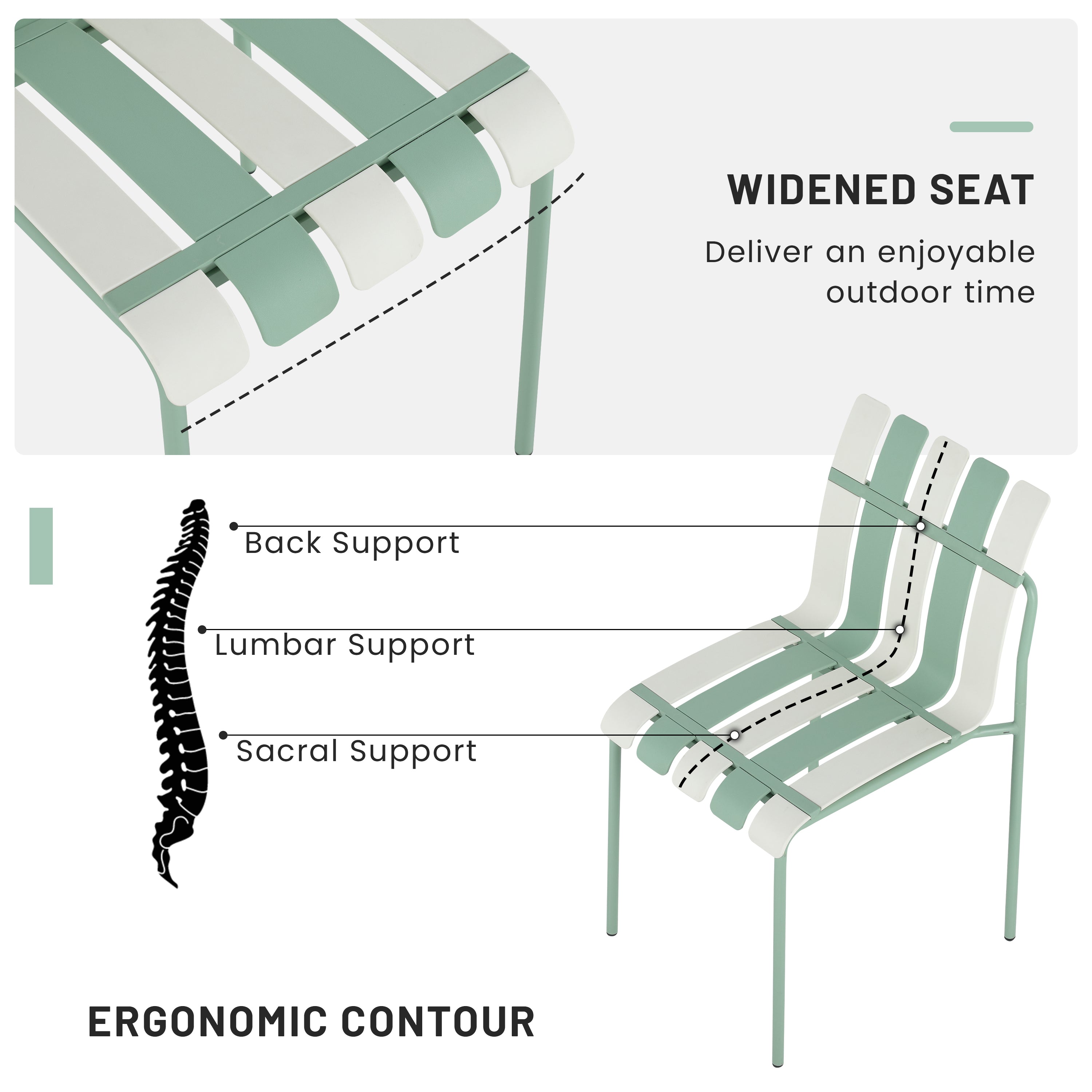 Été - 4-Pack Chaises de bloc de couleur rayé moderne - Siège PP étanche et jambes en métal robuste
