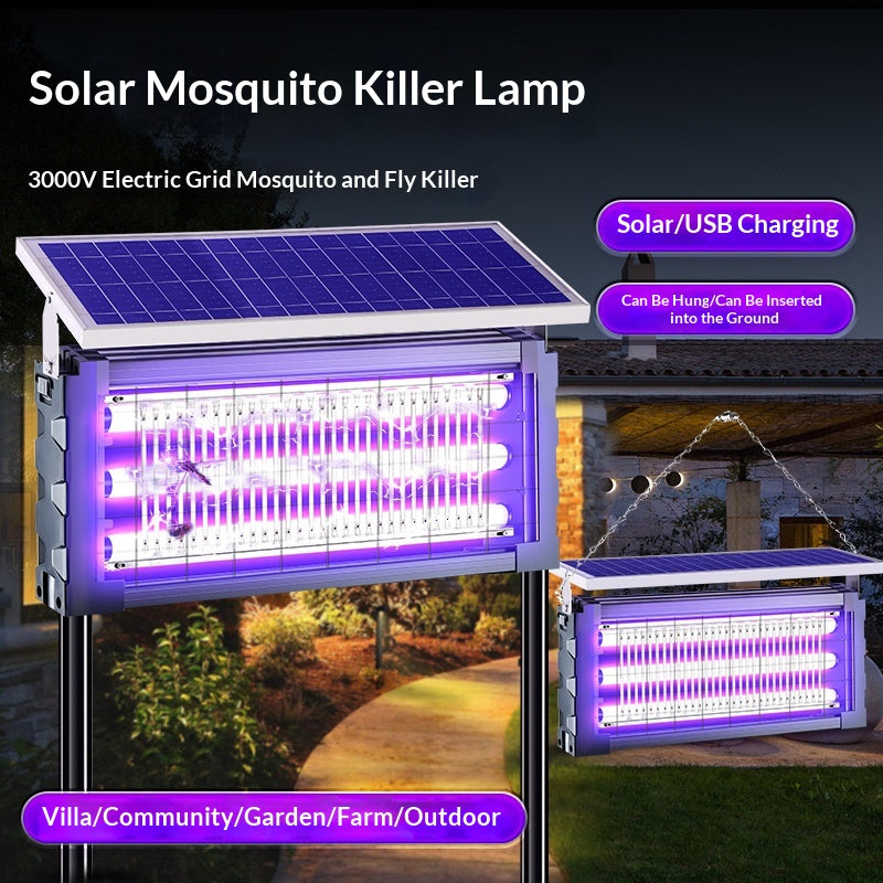 Solar-powered outdoor mosquito lamp