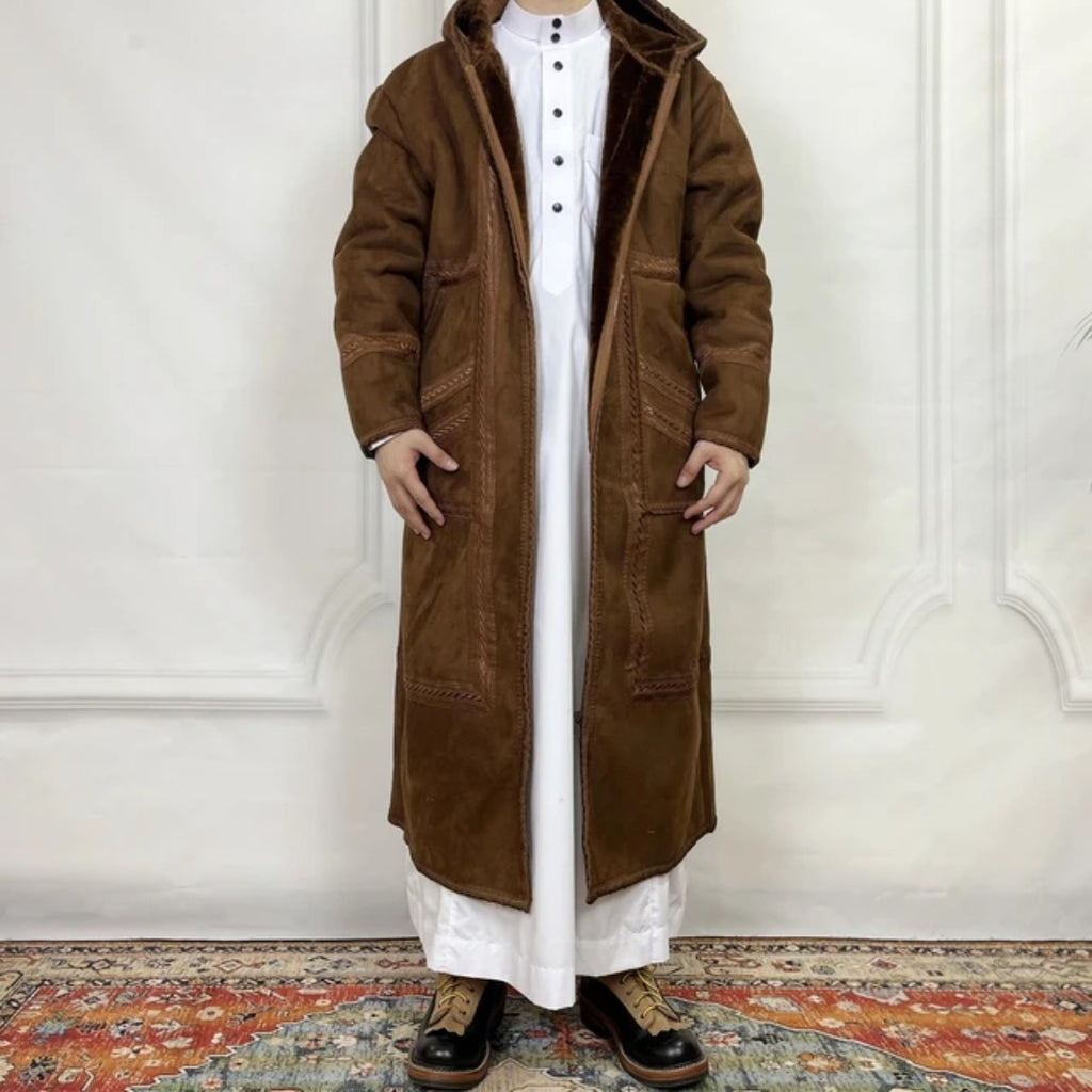 Hommes Suede-comme Robe avec Hood et des poches pour la chaleur en hiver