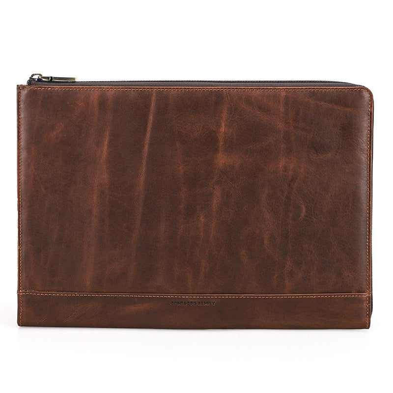 Cas de protection Crazy Horse huile en cuir zipper sac portable