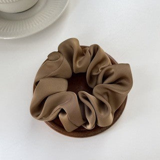 Crème Texture Silky Satin French Black Large Intestine Hair Ring
