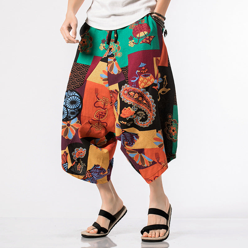 Harem short bas de gamme chinois style ethnique plus taille
