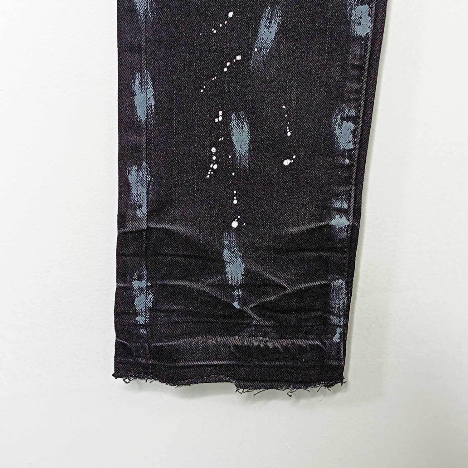 American High Street Ripped Stretch Paint Splash Straight Jeans Hommes