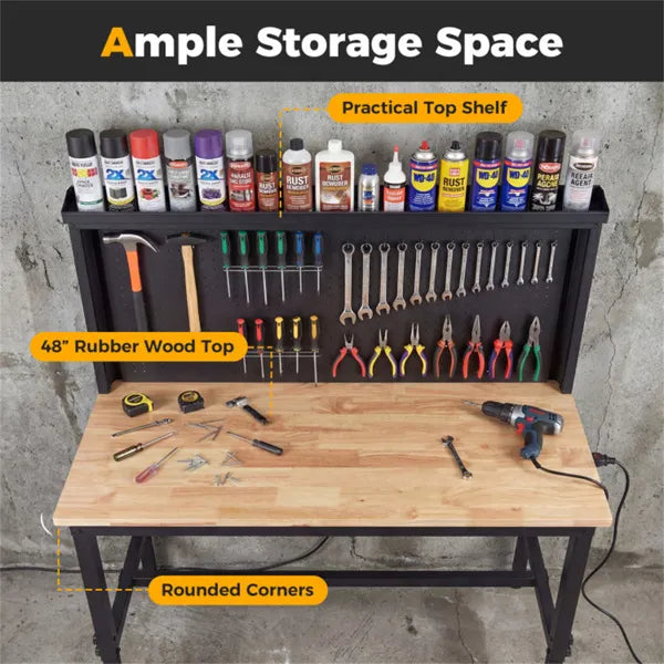 Workbench lourd de 48" 2000LBS Capacité 7-Niveau Hauteur réglable avec puissance intégrée St