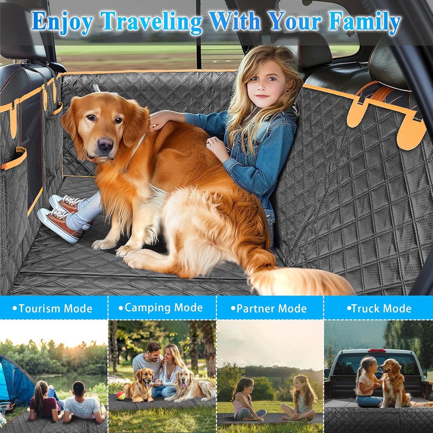 Housse de siège voiture pour chien avec fond rigide, imperméable