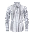 Jiana Quatre-Way stretch imprimé numérique rayé manches longues Lapel hommes chemise-comme homme S