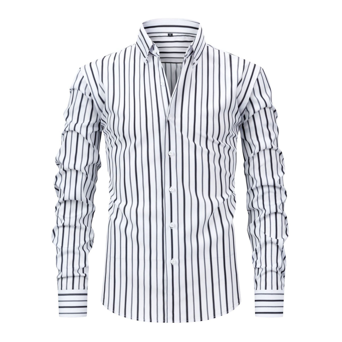 Jiana Quatre-Way stretch imprimé numérique rayé manches longues Lapel hommes chemise-comme homme S