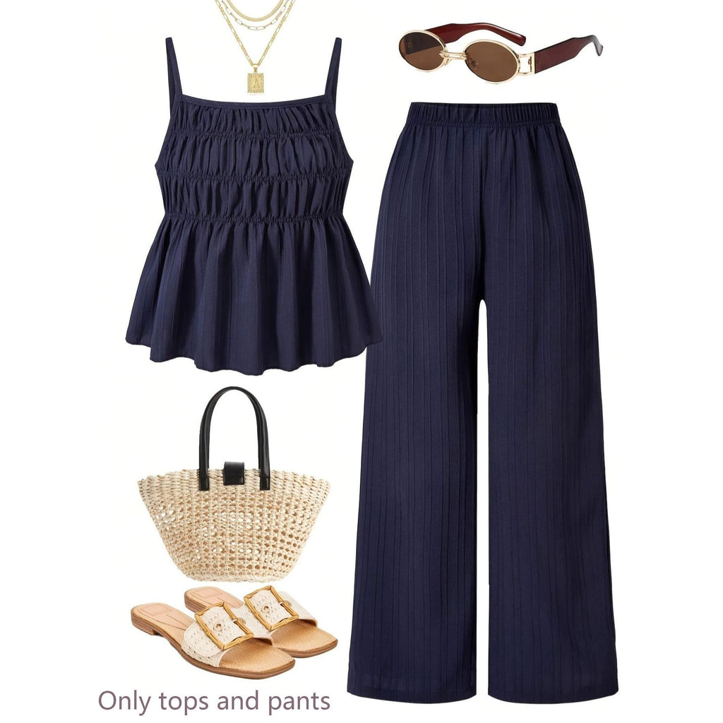Ensemble de camisole et pantalons à large jambe à texture rusée