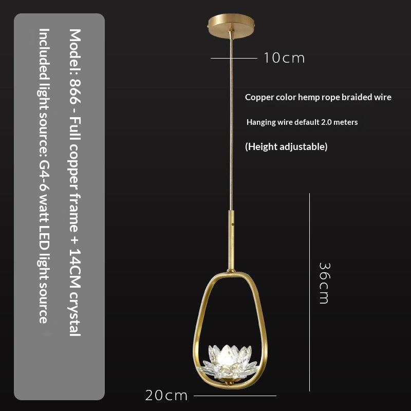 Lampe de pendentif en cuivre à tête unique créative pour Balcon Hallway et chambre