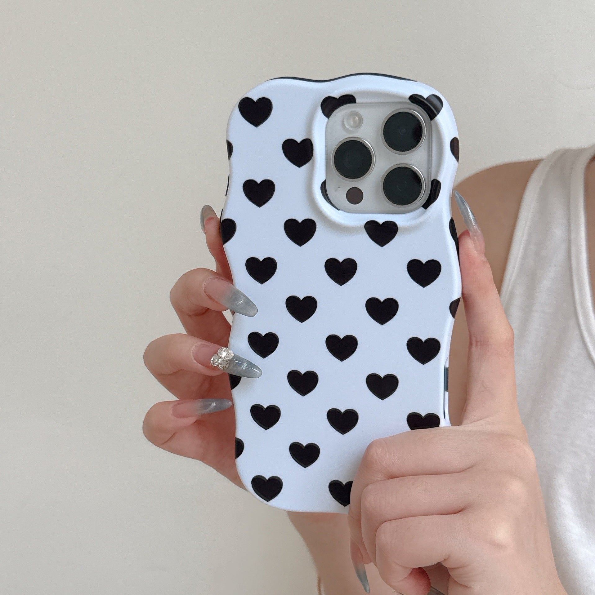 Plein écran Little Heart Matte Wave Phone Case