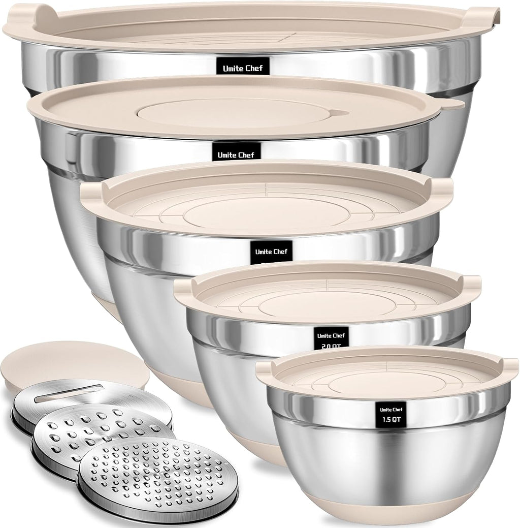 Boîte de 8 bols de mélange en acier inoxydable avec lids hermétiques