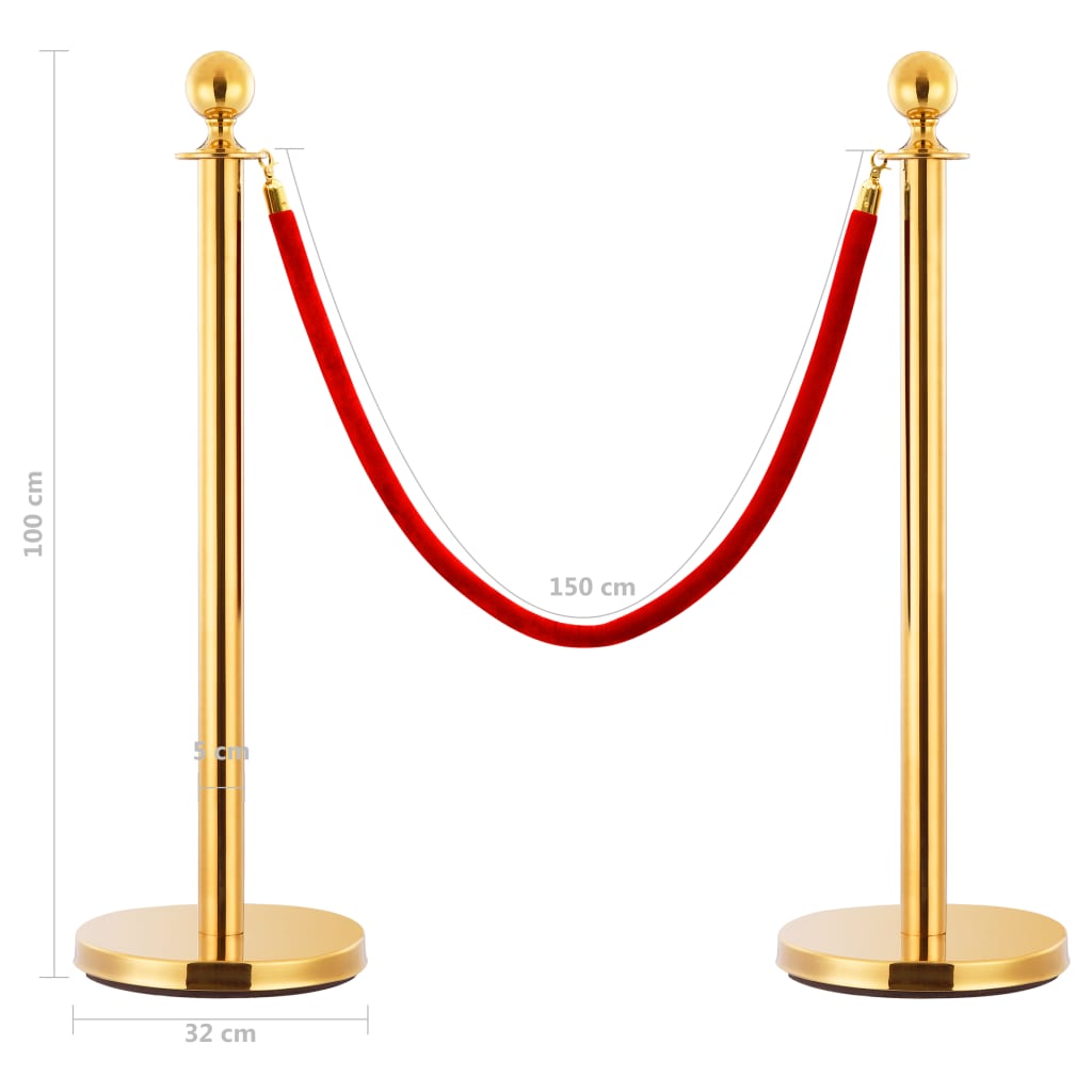 Barrière VIP 3 pièces en acier inoxydable Golden VIP