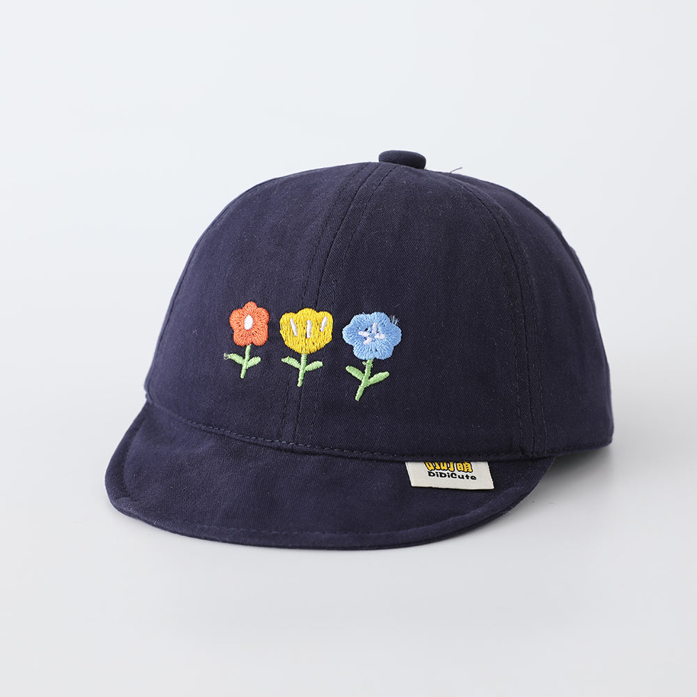 Enfants Solid-colore Trois fleurs brodées Ajustable Simple et Trendy Soft-brim Bas