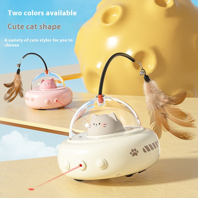 Smart Teaser Cat Toy Electric UFO Cat Teaser Stick avec Bell Training Pet Toys Remplaceable