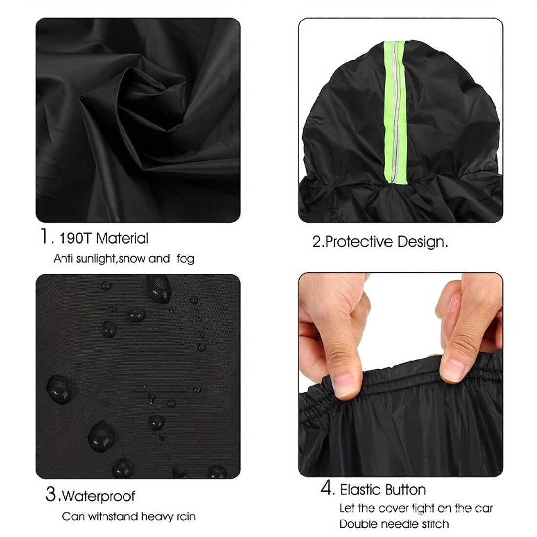 All Weather Full Car Cover 190T Polyester Protection anti-poussière UV Bretelles anti-vent avec Re