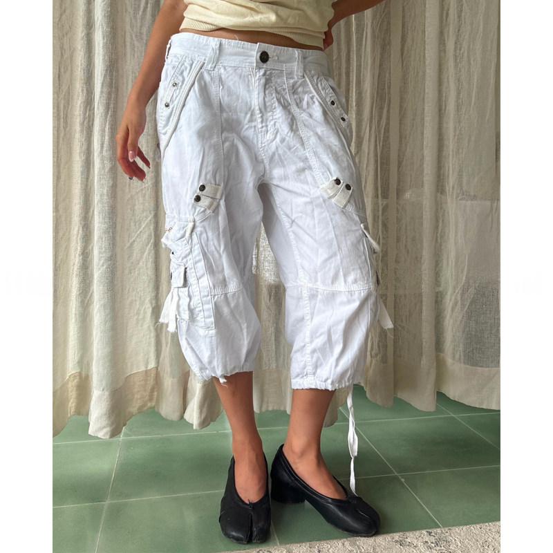Lavé Vintage Loose-fit Vêtements de travail Pantalons à jambe droite