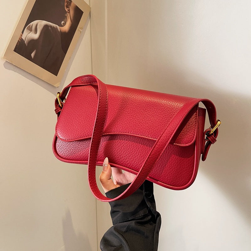 Sac transversal élégant à épaule unique de couleur solide rétro