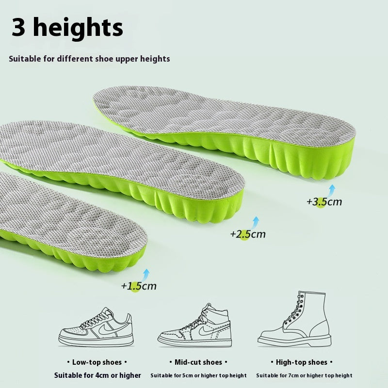 Hauteur Augmenter la semelle intérieure Haute Élastique Shockproof Respirant Sweat Absorbing