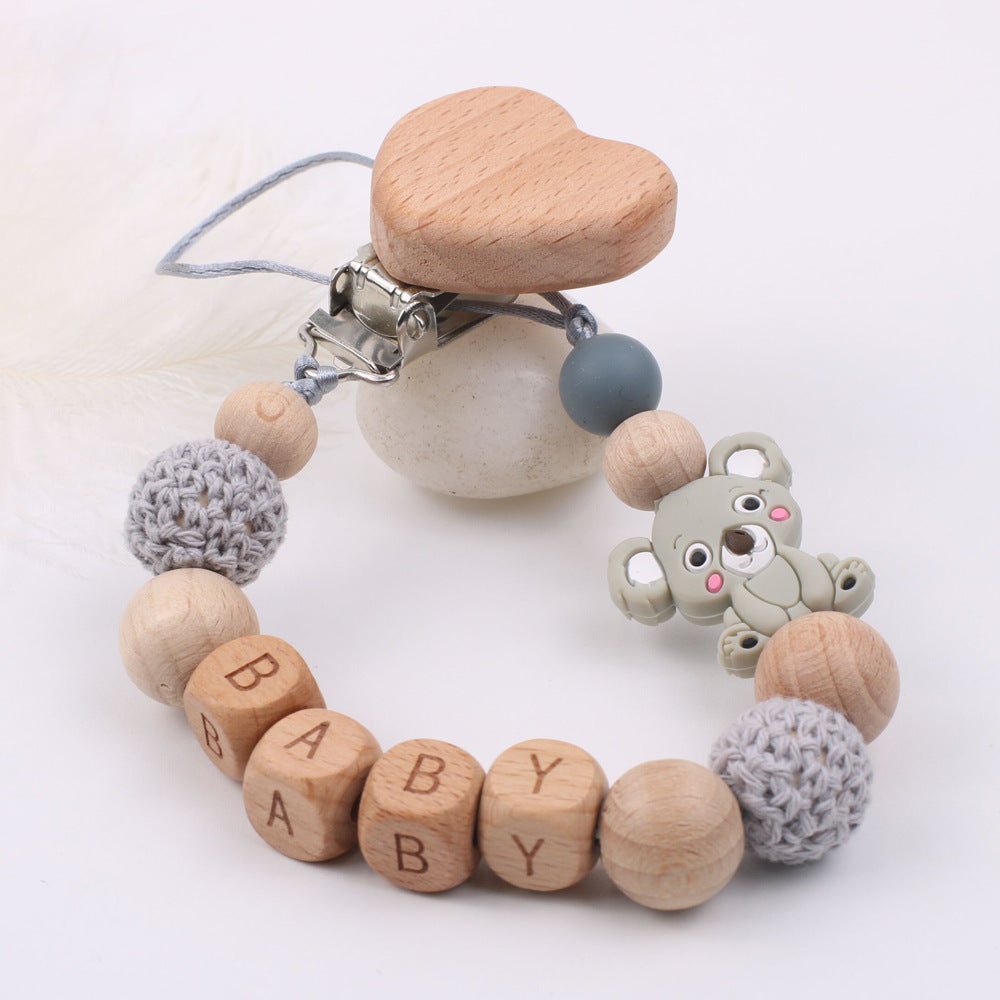 Baby Products Clip à chaîne en bois de hêtre apaisant