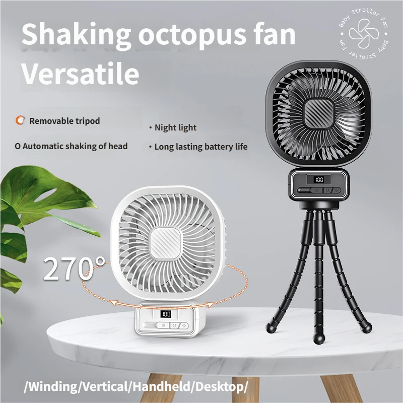 Octopus Ventilateur 3 vitesses USB rechargeable avec lumière