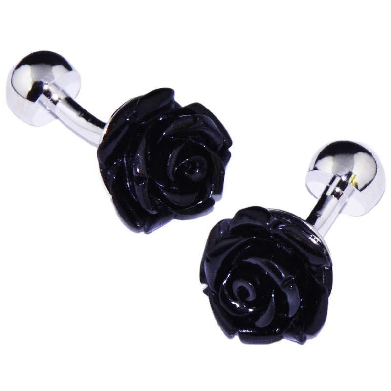 Rose noire Boutons de manchette français