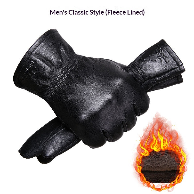 Gants en cuir véritable avec doublure en polaire pour une protection plus chaude et imperméable