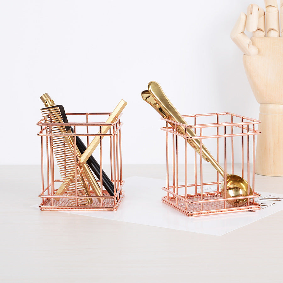 Fer rose or carré stylo rond support sundry bureau