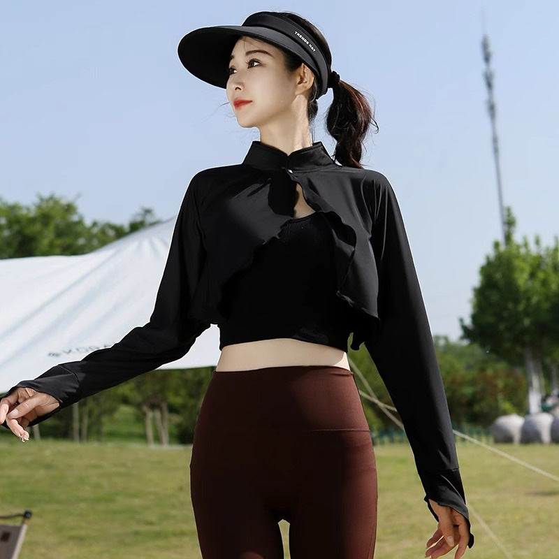 Ice-silk Châle à manches une pièce Cape Femmes Vêtements d'extérieur d'été Veste courte