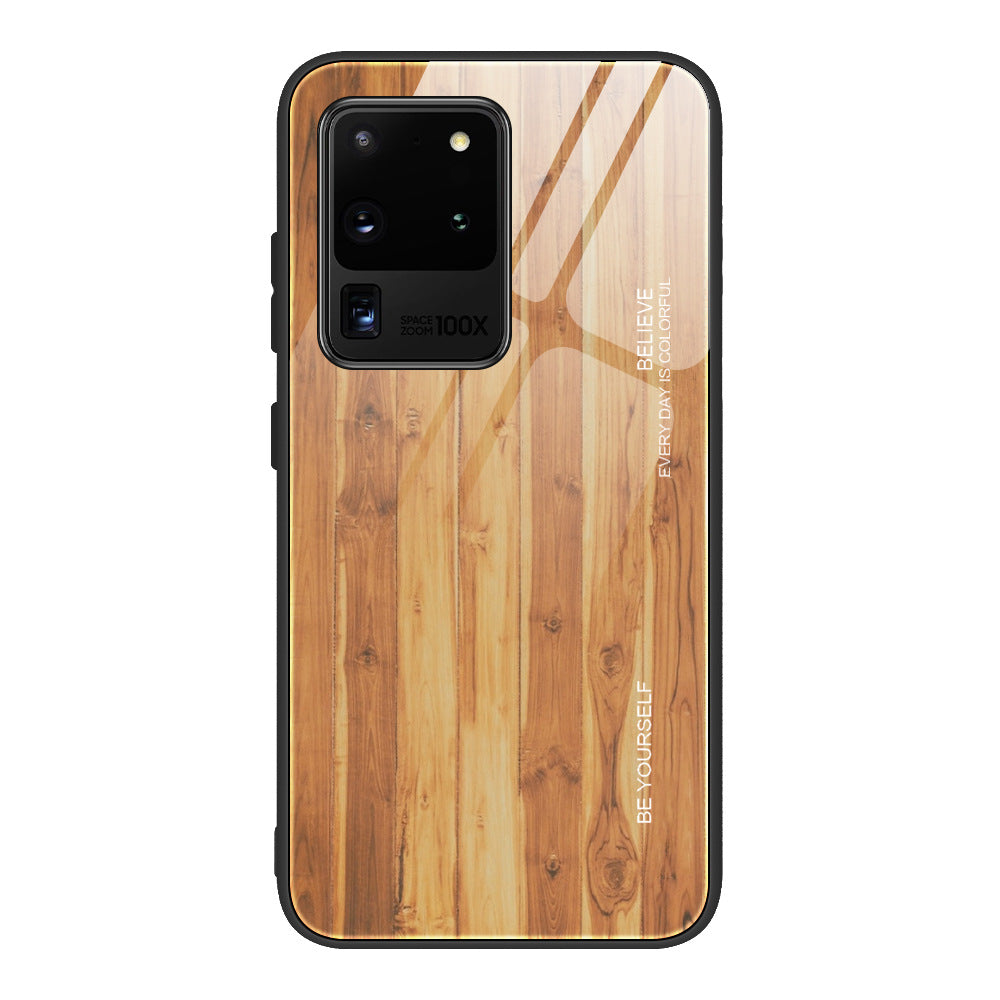 Boîtier de téléphone en verre trempé grain de bois