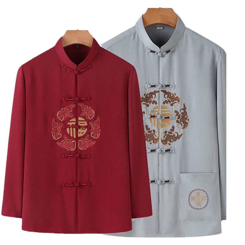 Costume de Tang à manches longues imprimé pour hommes