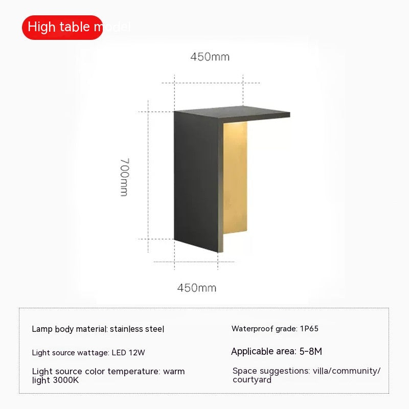 Minimaliste moderne extérieur en acier inoxydable siège lampe paysage
