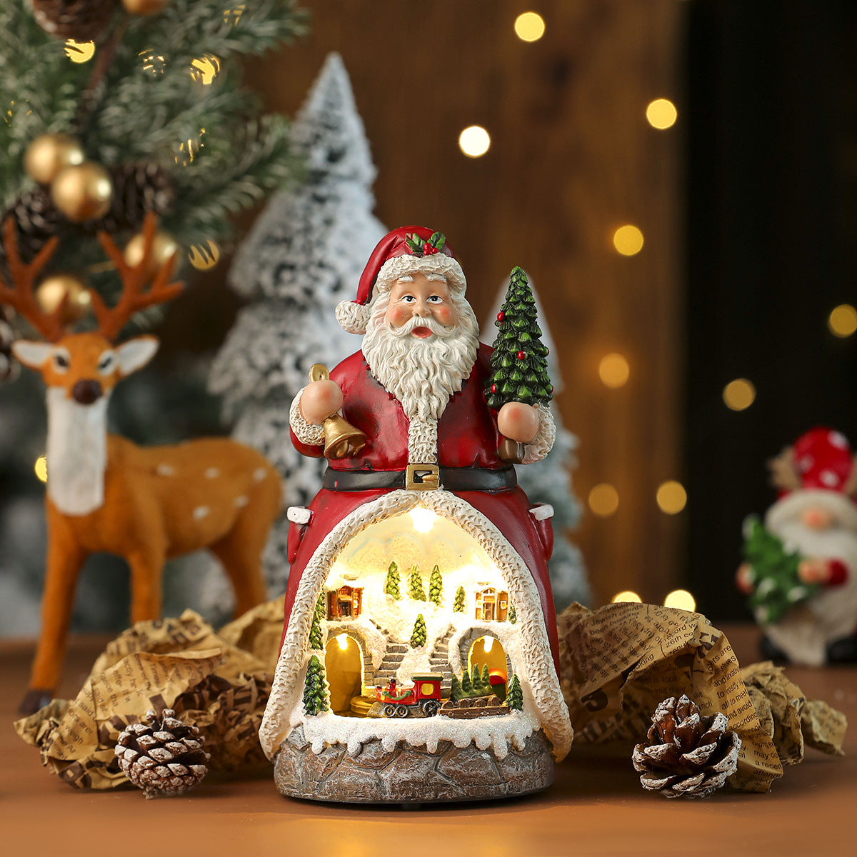 Christmas Resin Rotating LED Lamp Ornaments