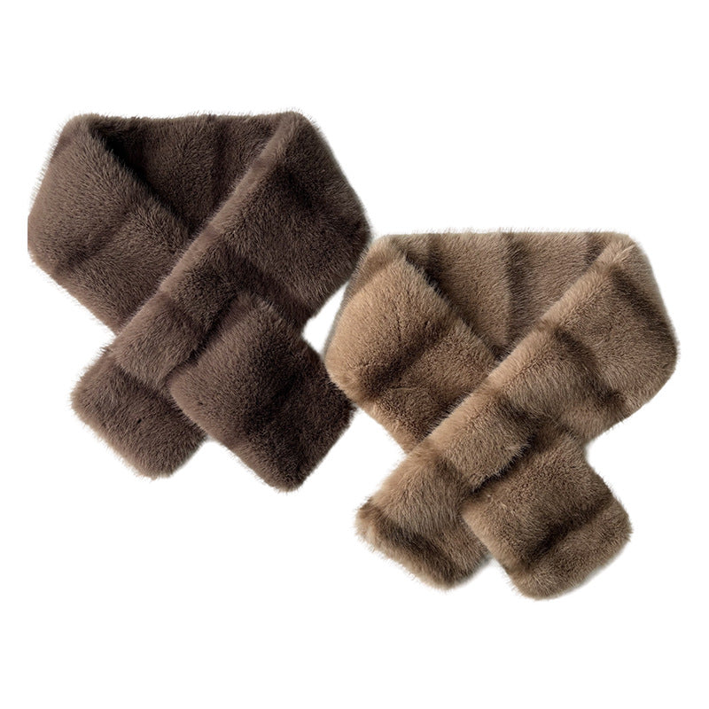 Couleur rayée Contraste en peluche douce écharpe transversale avec style rétro et sophistiqué