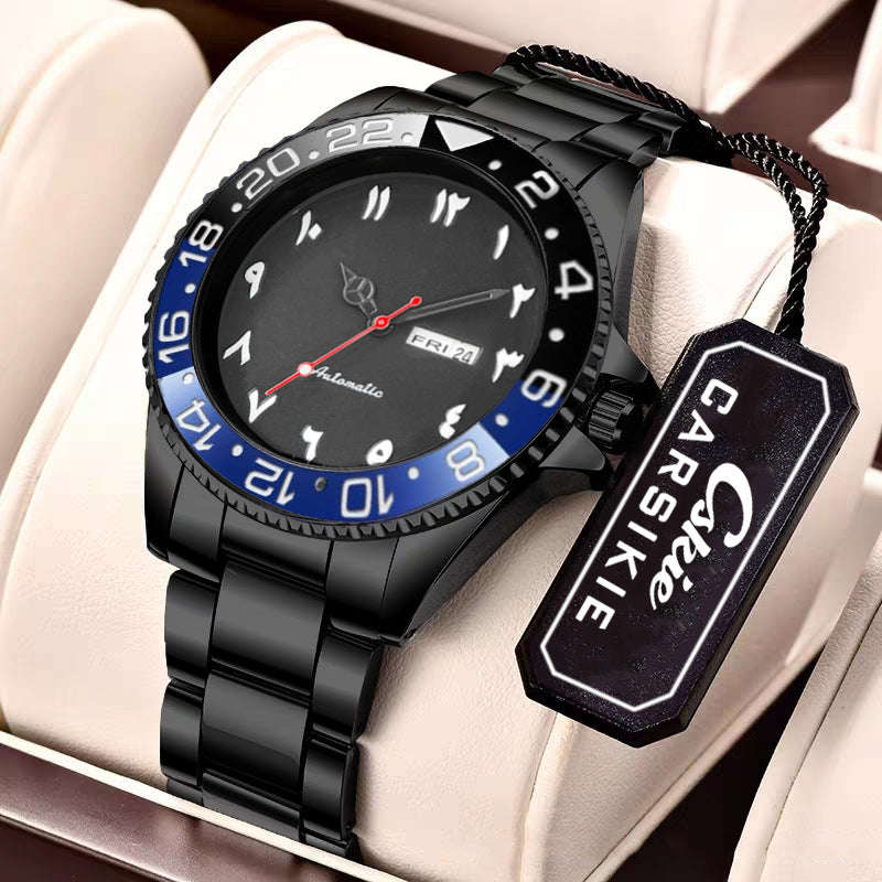 Montre mécanique sport homme lumineux avec affichage de la date et résistance à l'eau