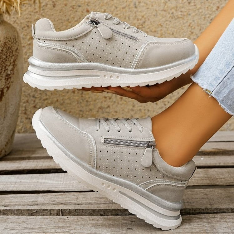 Side-zip Sneakers respirables avec une semelle chunky pour le confort