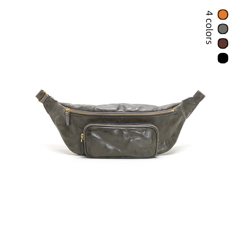 Sac croisé Cowhide de première rangée rétro