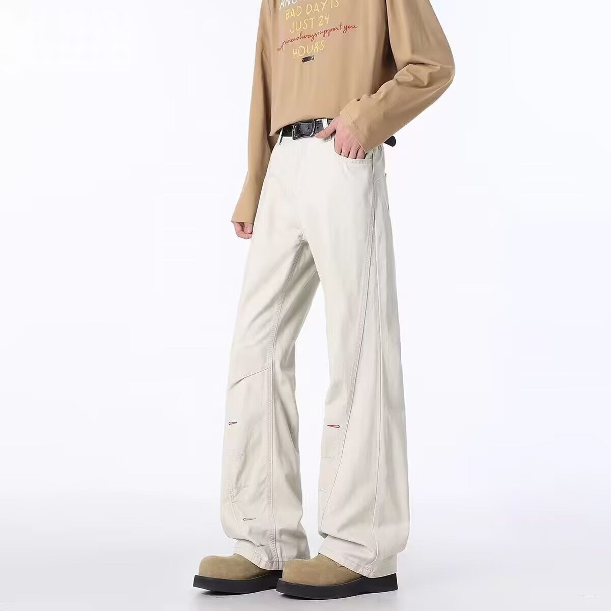 Bouton-voler Side-zip Jeans pour hommes