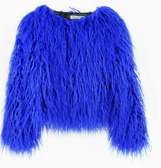 Femmes manteau de fourrure Automne Hiver Faux Fur Shaggy Veste Fourrure Bontjas