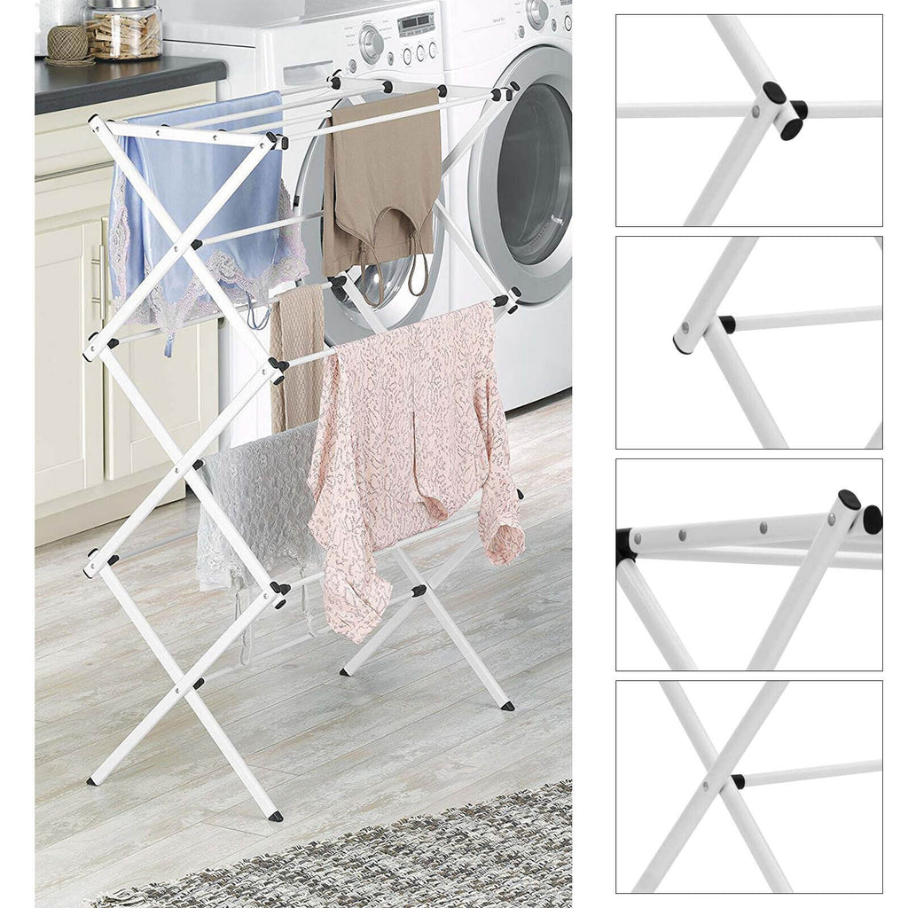 3 niveaux Vêtements Airer Séchoir métal Blanchisserie Cheval Sac de séchage Patio intérieur extérieur