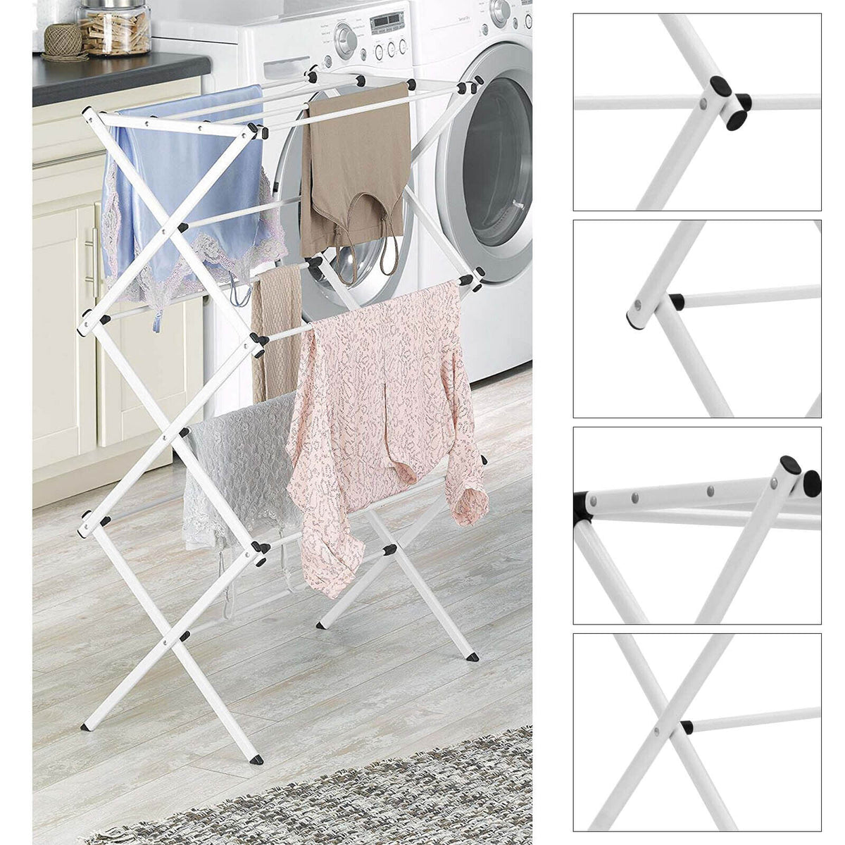 3 niveaux Vêtements Airer Séchoir métal Blanchisserie Cheval Sac de séchage Patio intérieur extérieur