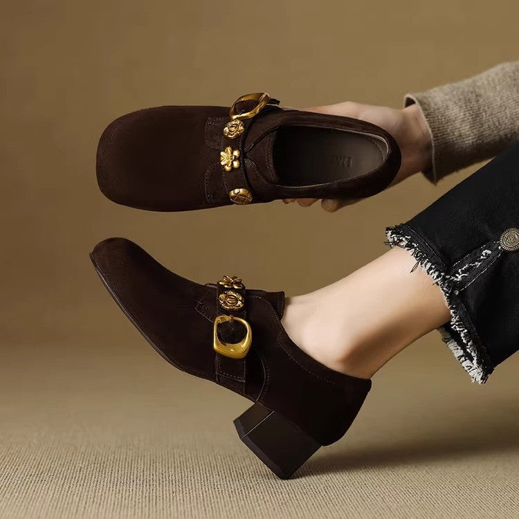 Mocassins d'orteils ronds pour femmes avec strass