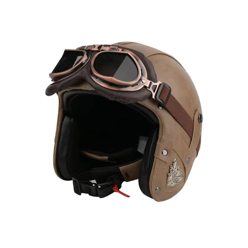 Moto électrique Retro Four Seasons Casque de moto en cuir