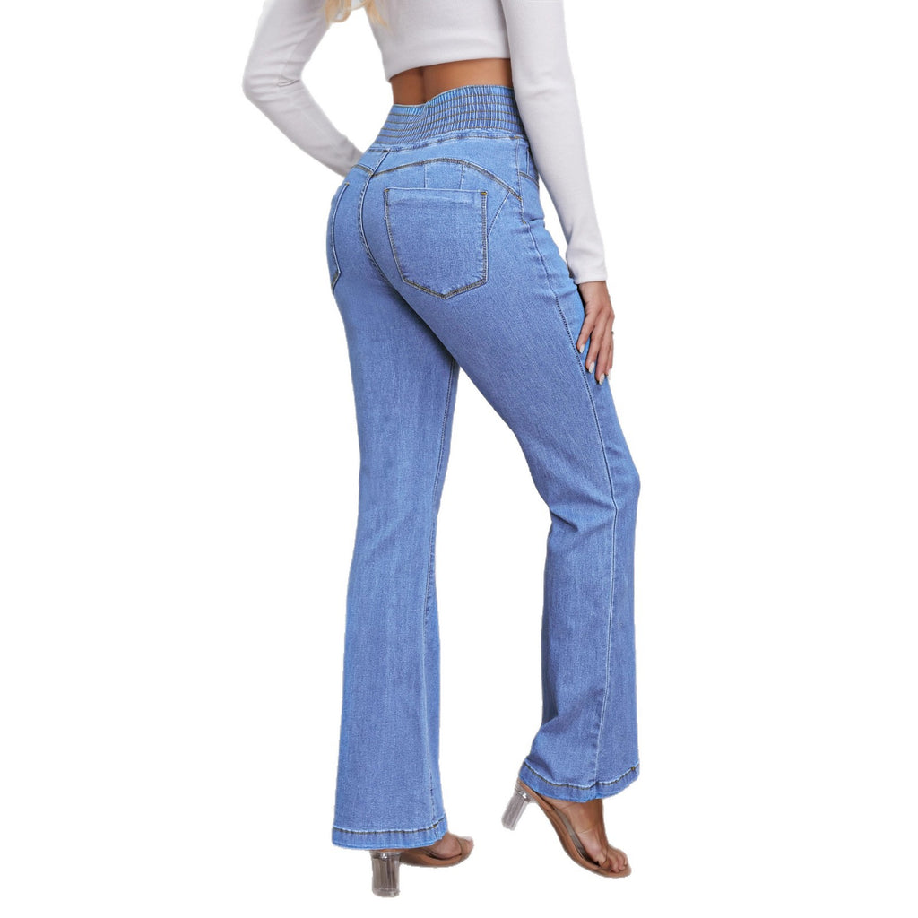 Élastique taille haute taille Stretch Slim-fit Boot-lift Denim Pantalons