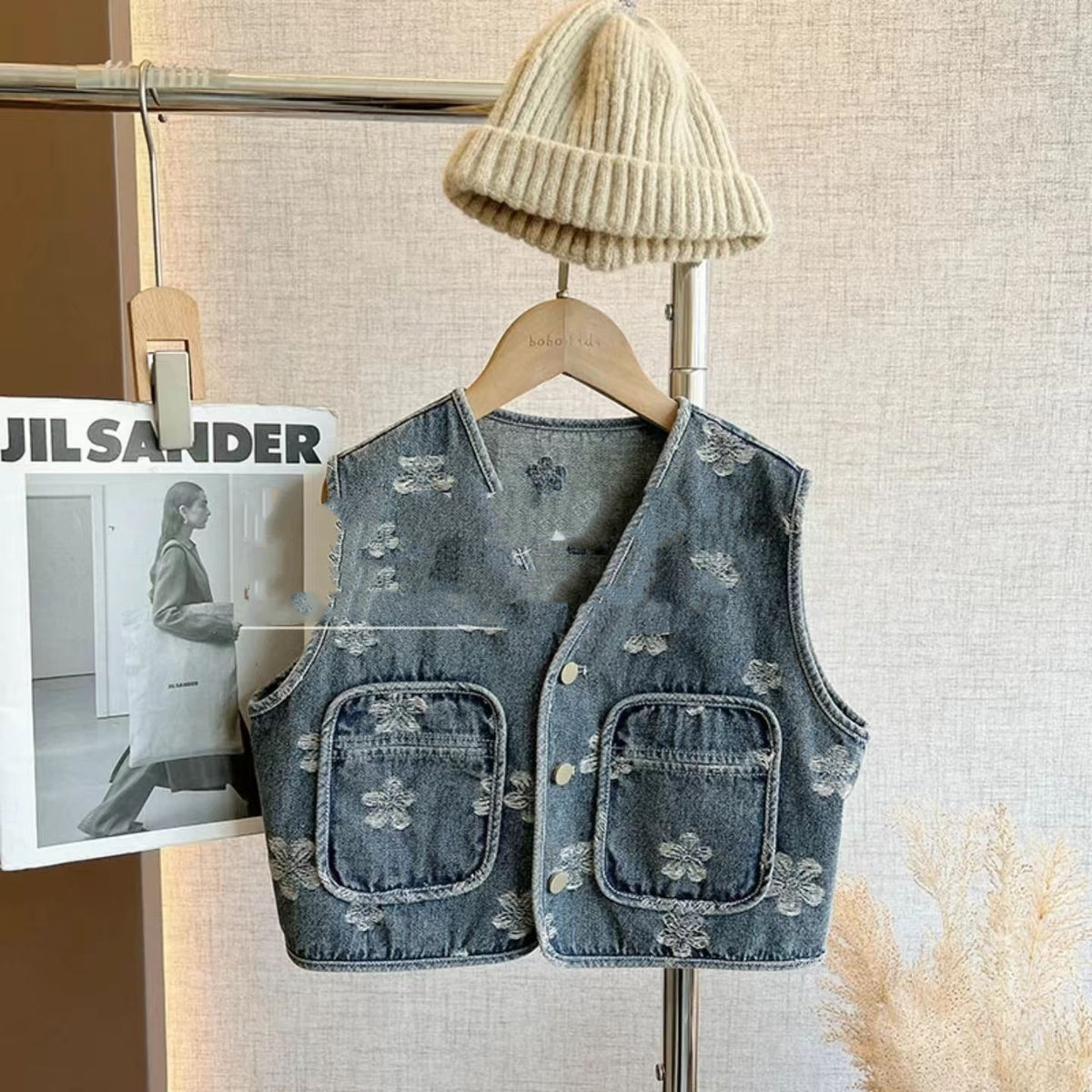 Retro embroidered Korean style denim shirt and pants