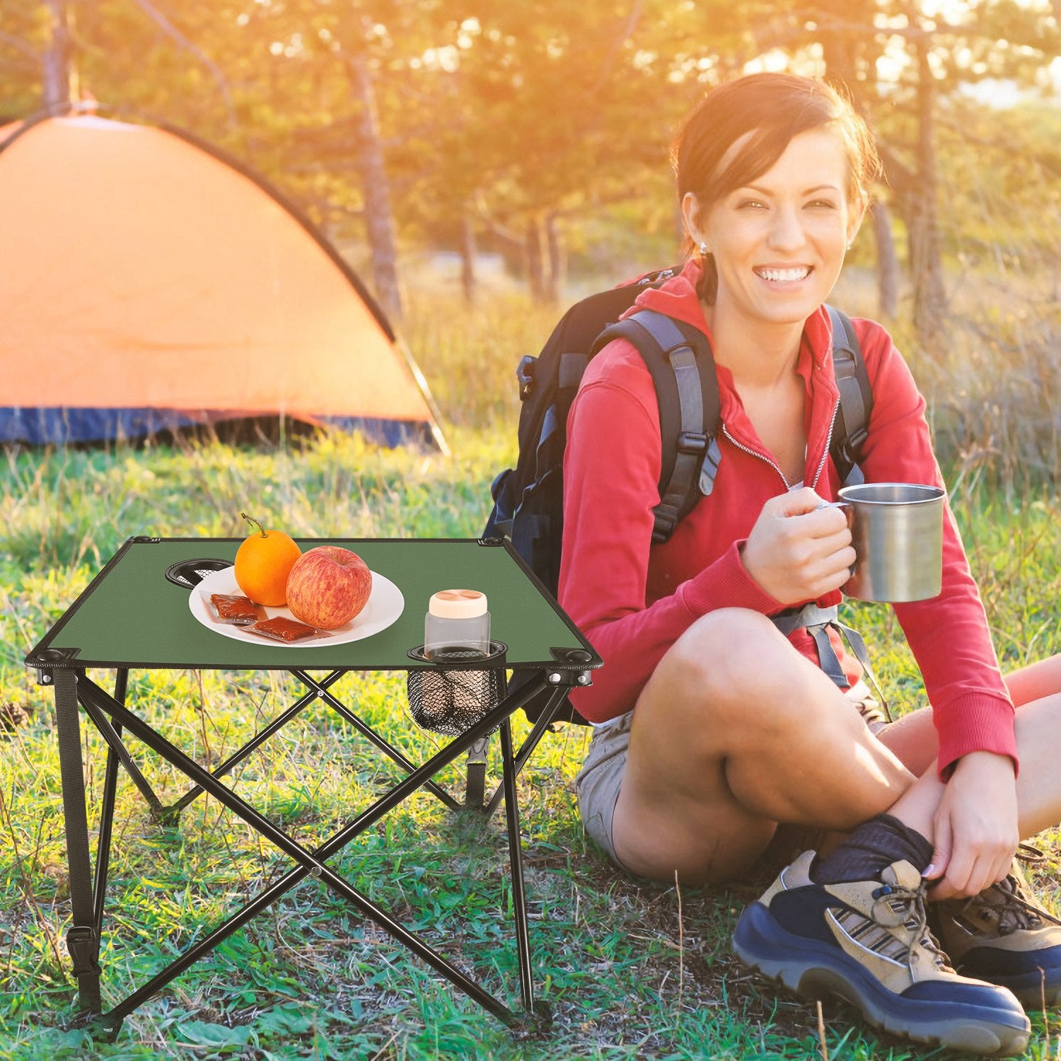 1Pc 2Pc Options Table de camping pliable Table de pique-nique portable Bureau de voyage léger avec