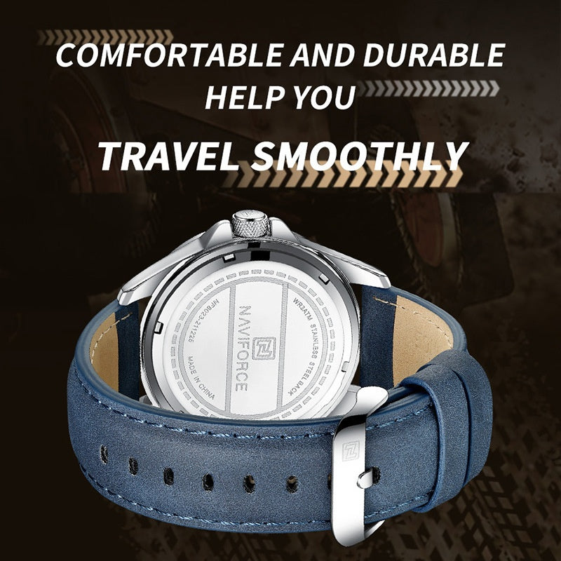 NAVIFORCE Marque Hommes Mode Montres Quartz Homme cuir Stra