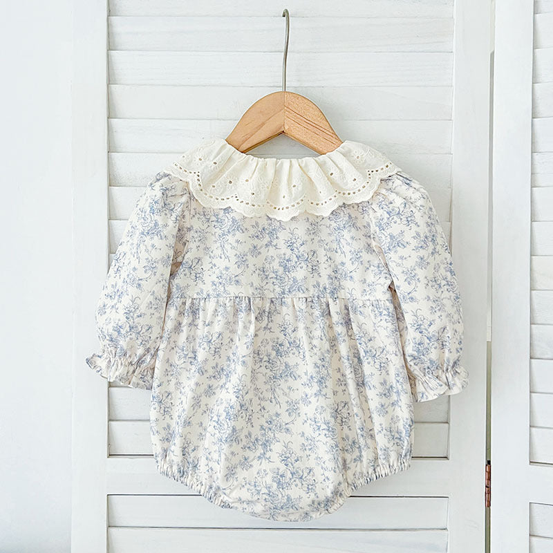 Bébé Floral-print Rond-cou à manches longues Onesie