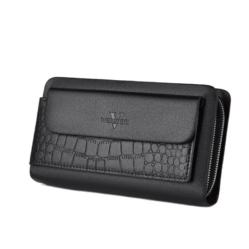 Retro multiples fentes de cartes Double Zip Wallet Hommes